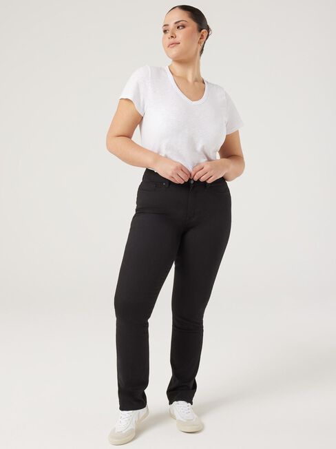 Curve Slim Straight Jeans, Black, hi-res