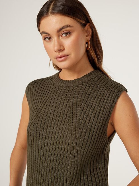 Stella Rib Sleeveless Knit, Green, hi-res