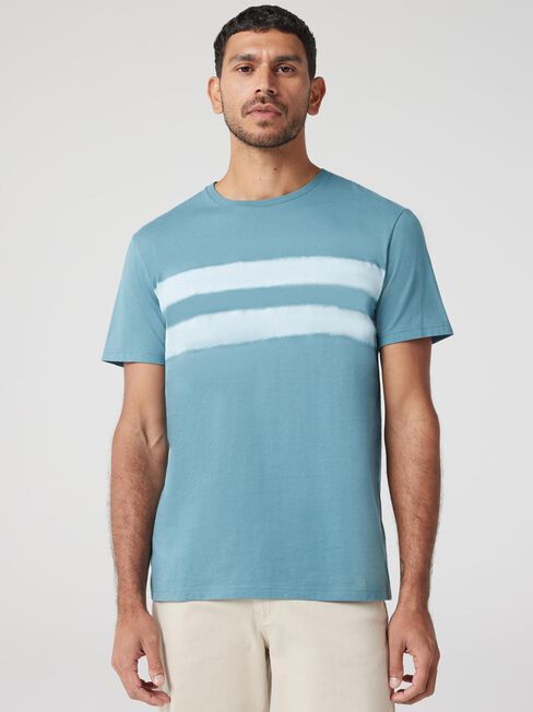 Short Sleeve Leo Stripe Crew Tee, Blue, hi-res