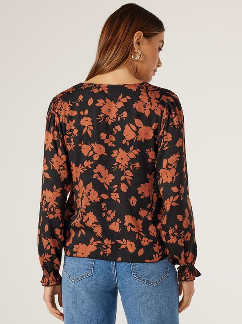 Minnie Shirred Top, Floral, hi-res