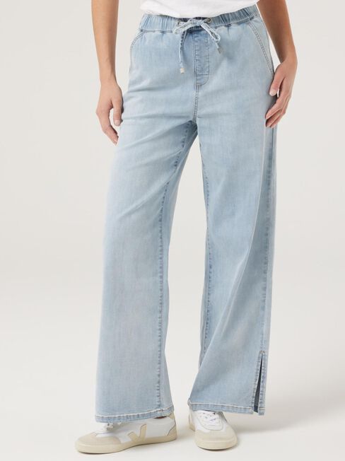 Hayley J-Luxe Split Hem Wide Leg Jeans