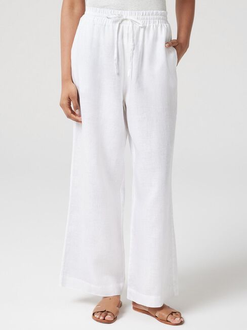 J-Luxe Classic Linen Pant, White, hi-res