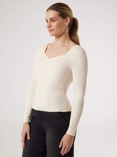 Mille Milano Cross Front Knit, Winter White, hi-res