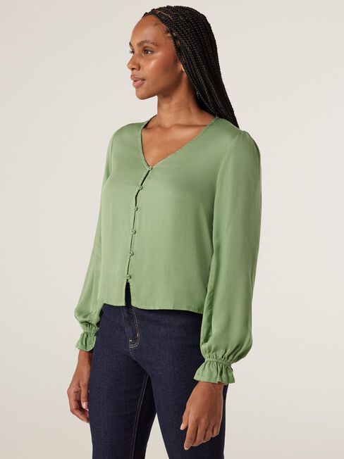 Ollie Button Front Top, Green, hi-res