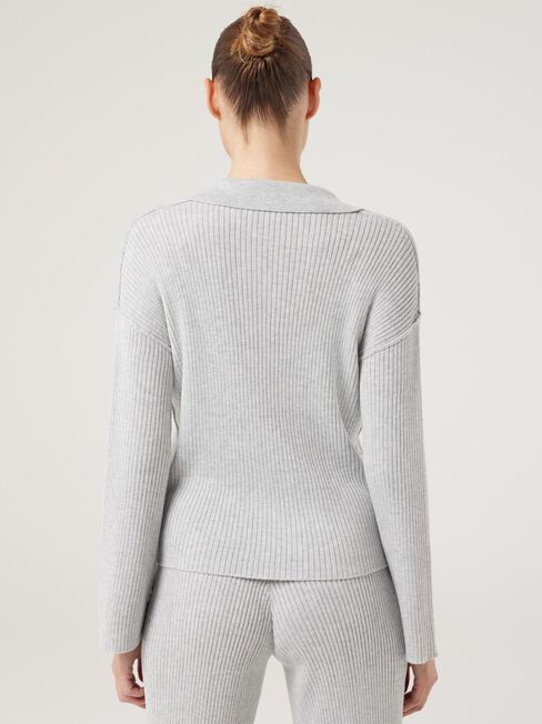 J-Luxe Rib Button Through, Grey Marle, hi-res