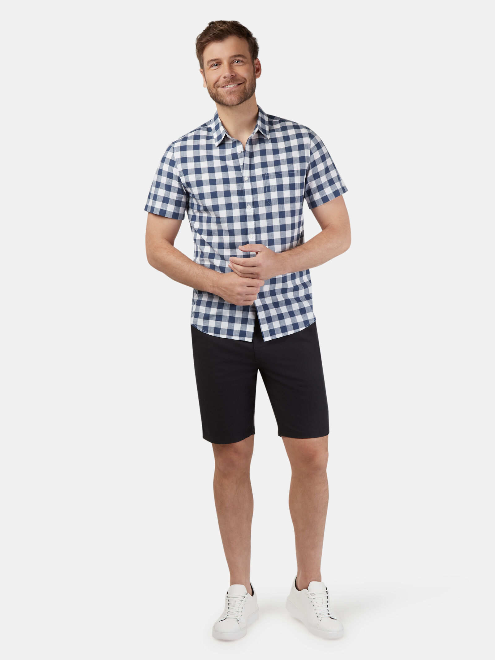 Checkered shirt sale with shorts