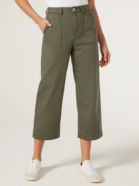 Kelsey Utility Relaxed Capri, Khaki, hi-res