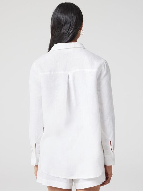 J-Luxe Classic Linen Shirt, White, hi-res