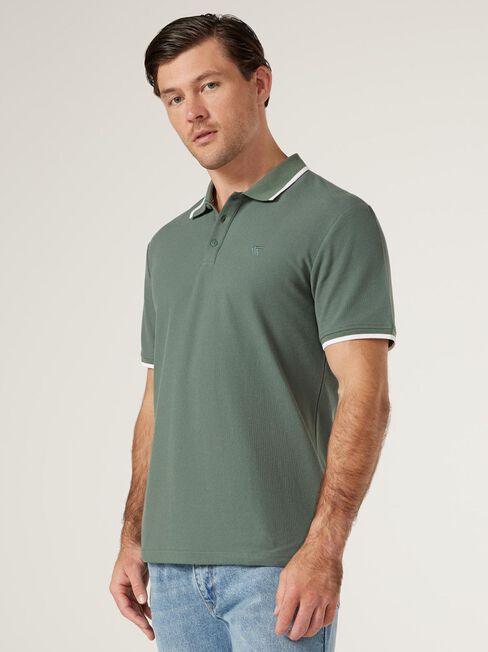 SS Nash Tipped Polo, Moss, hi-res