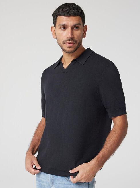 Taylor Short Sleeve Resort Polo, Black, hi-res