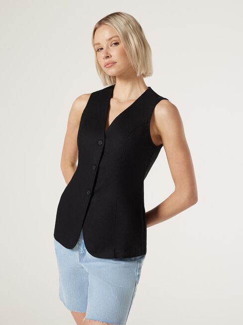 Willa Waistcoat, Black, hi-res