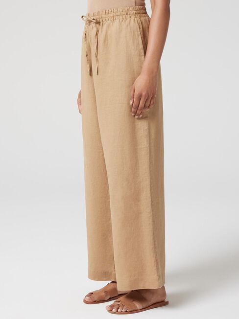 J-Luxe Classic Linen Pant, Brown, hi-res