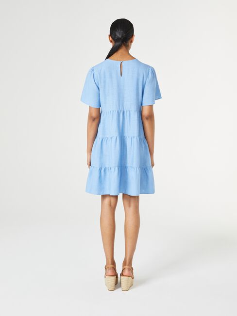 Bobby Tiered Dress, Azure, hi-res