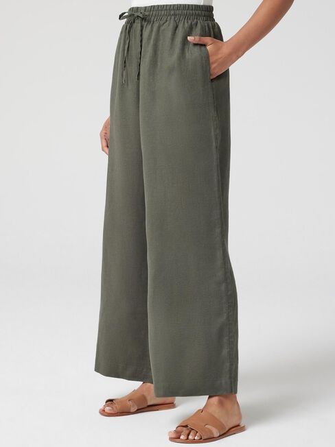 J-Luxe Classic Linen Pant, Green, hi-res