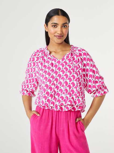 POSIE SPLIT NECK BLOUSE