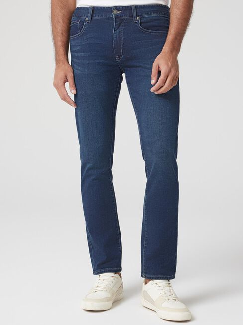 Knit Slim Straight Jeans, Dark Indigo, hi-res