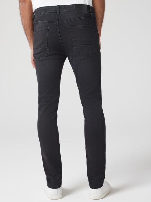 Denim Flex Slim Tapered Jeans, Black, hi-res