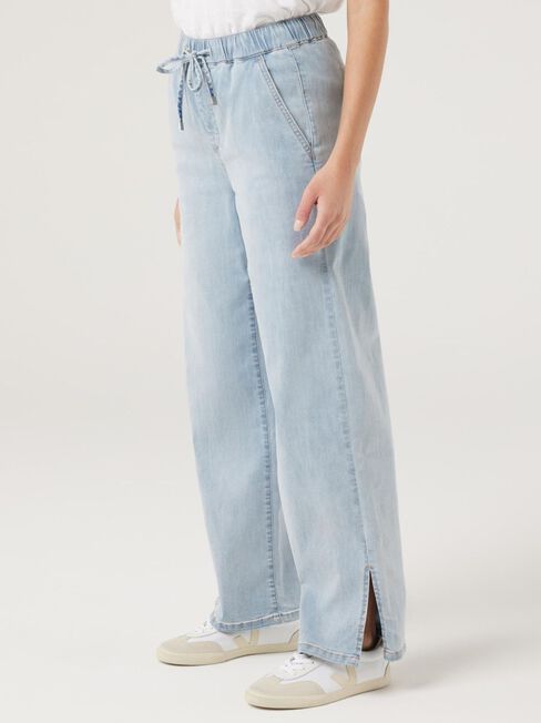 Hayley J-Luxe Split Hem Wide Leg Jeans, Light Indigo, hi-res