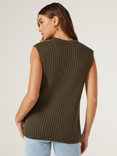 Stella Rib Sleeveless Knit, Green, hi-res