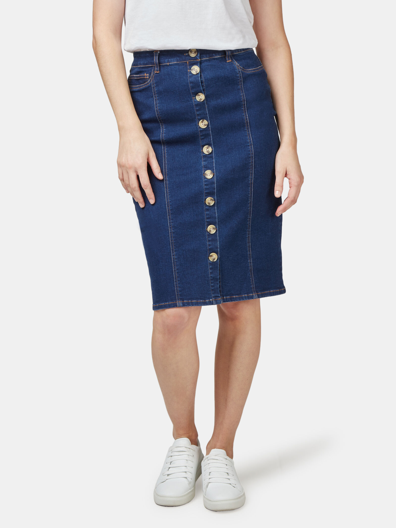 Jeans West Nina Luxe Lounge Navy Blue Denim Skirt... - Depop