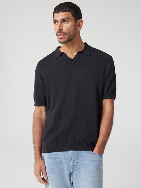 Taylor Short Sleeve Resort Polo, Black, hi-res