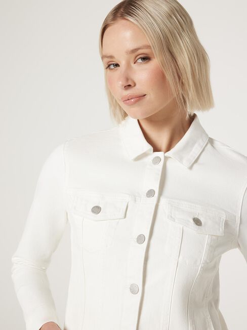 Classic Denim Jacket, White, hi-res