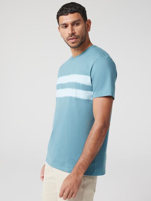 Short Sleeve Leo Stripe Crew Tee, Blue, hi-res