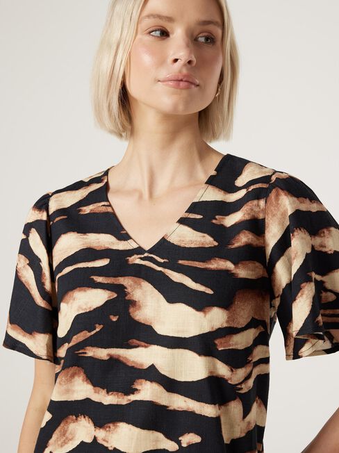 Avery V-Neck Top, Print, hi-res