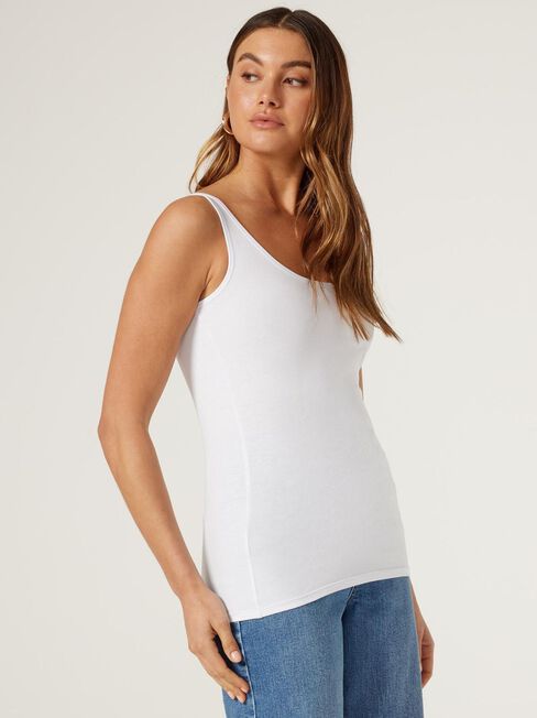 Lola Cotton Basic Tank, White, hi-res