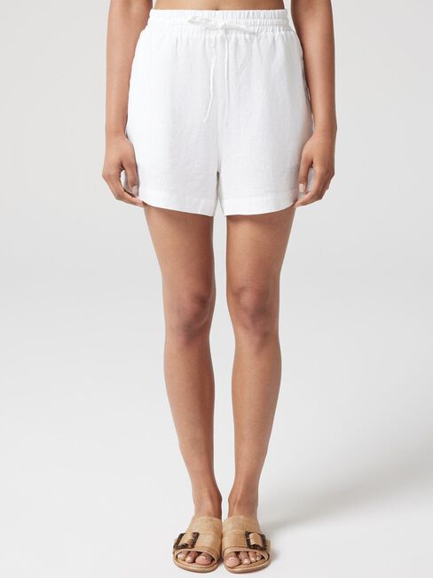 J-Luxe Classic Linen Short, White, hi-res