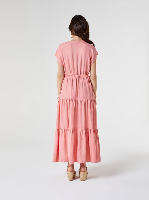 Avery Linen Midi Dress, Pink, hi-res