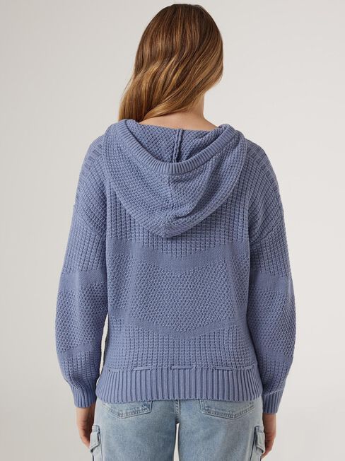 Saskia Hooded Knit, Blue, hi-res