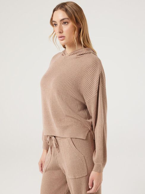 J-Luxe Rib Hoodie, Almond, hi-res