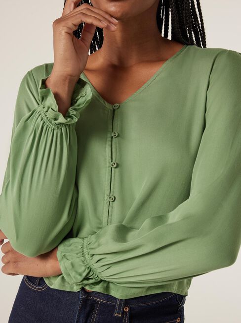 Ollie Button Front Top, Green, hi-res