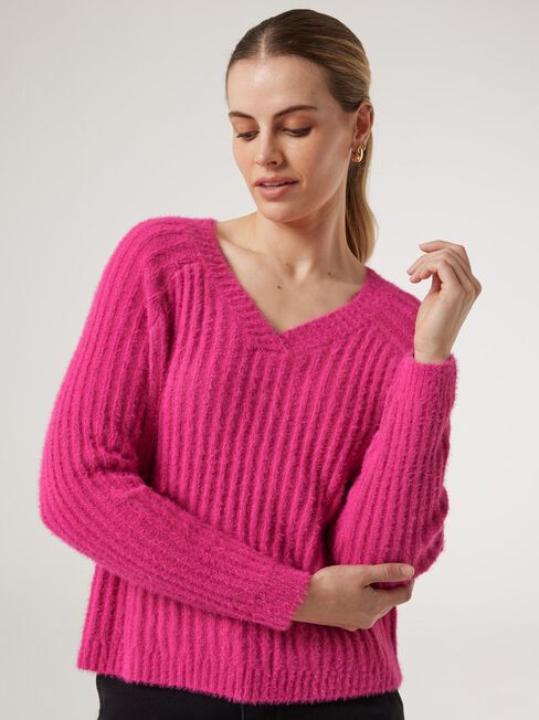 Faye Fluffy Knit, Pink Glo, hi-res