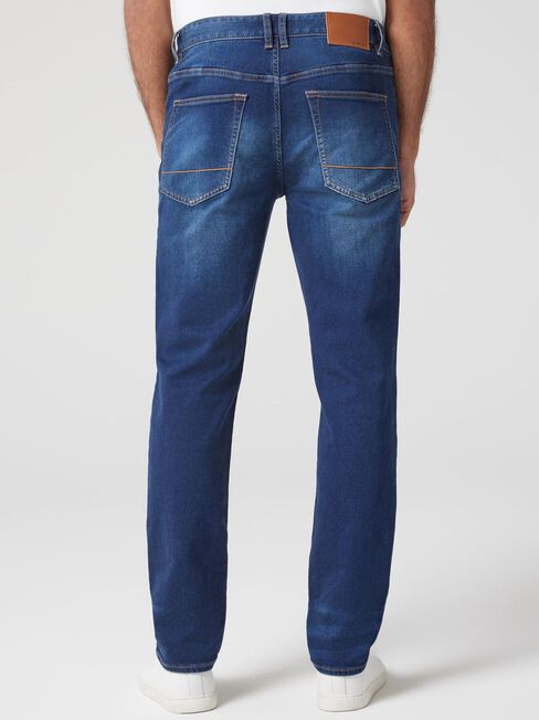 Knit Slim Straight Jeans, Dark Indigo, hi-res