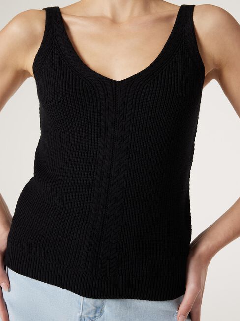 Pearl Knit Tank, Black, hi-res