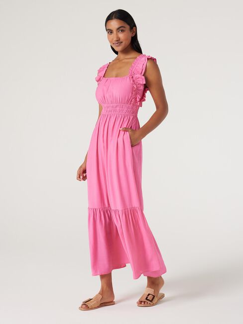 Harper Flutter Slv Dress, Pink, hi-res