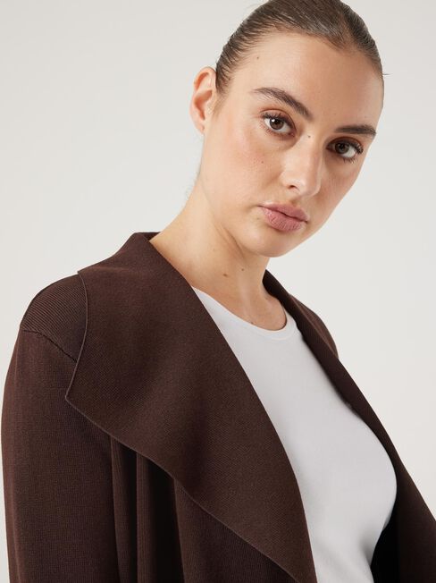 Giselle Longline Cardi, Chocolate, hi-res