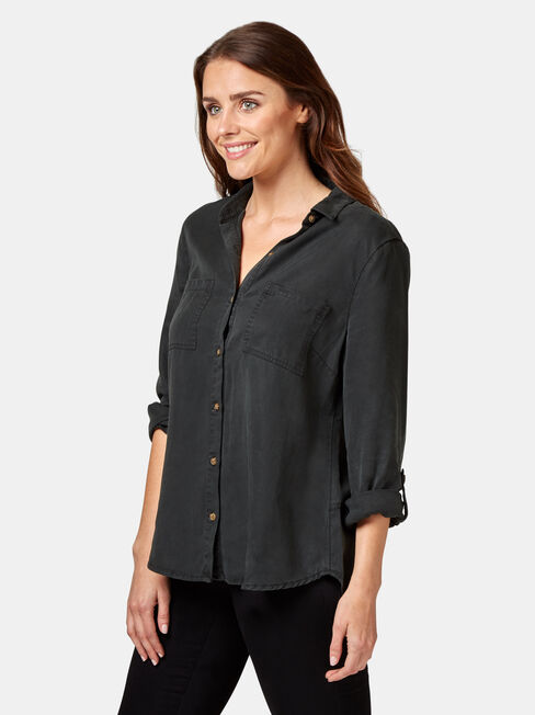 Tilly Tencel Shirt, Green, hi-res