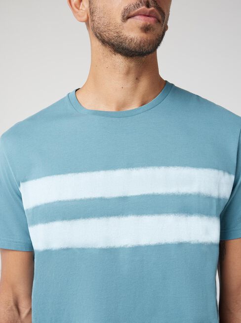 Short Sleeve Leo Stripe Crew Tee, Blue, hi-res