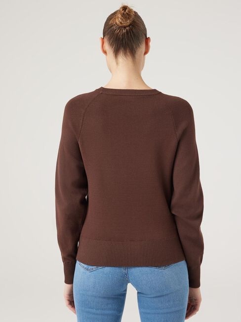 Eden Crew Neck Knit, Chocolate, hi-res