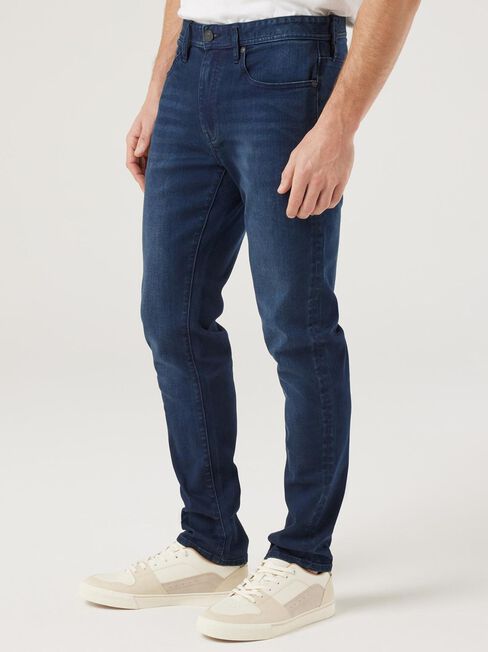 Denim Flex Slim Tapered Jeans, Dark Indigo, hi-res