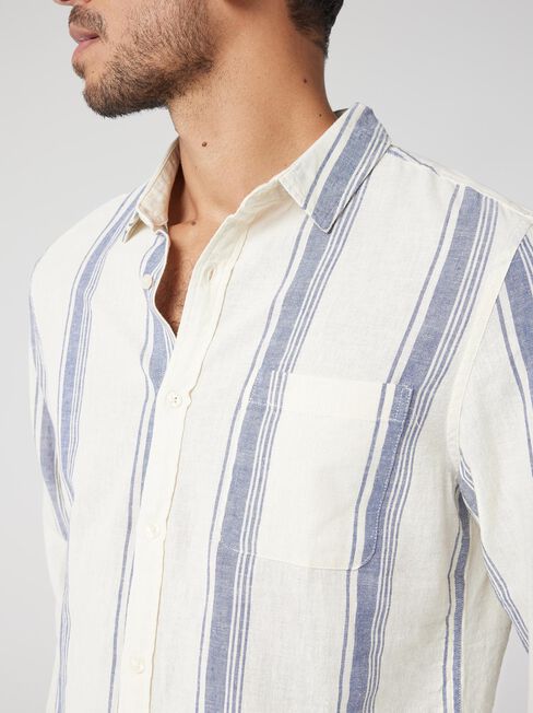 Long Sleeve Harrison Relaxed Linen Shirt, Stripe, hi-res