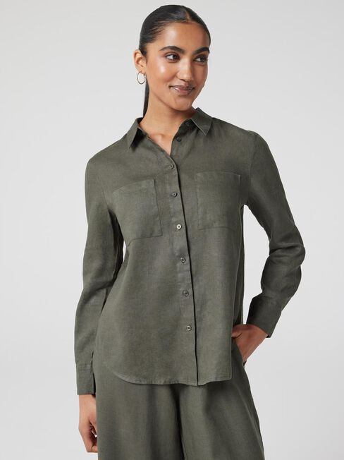 J-Luxe Classic Linen Shirt