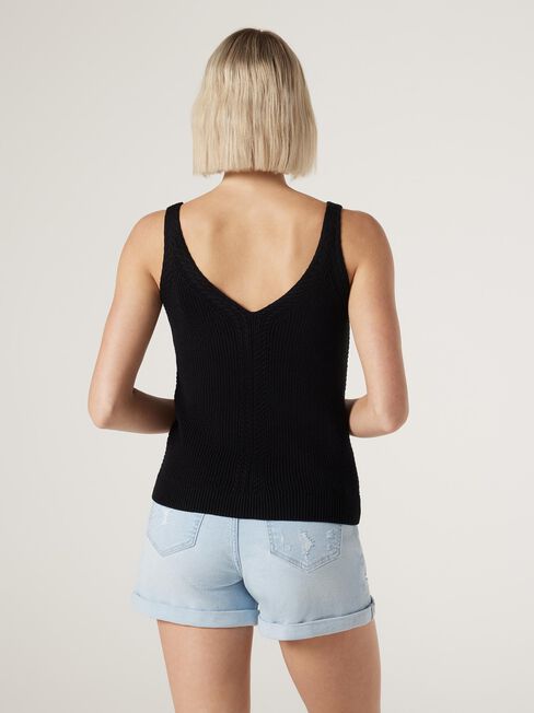 Pearl Knit Tank, Black, hi-res