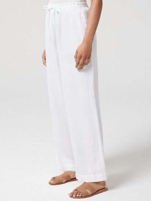 J-Luxe Classic Linen Pant, White, hi-res