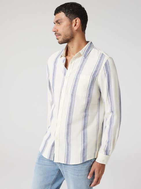 Long Sleeve Harrison Relaxed Linen Shirt, Stripe, hi-res