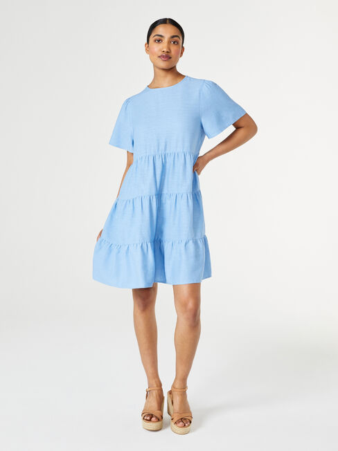 Bobby Tiered Dress, Azure, hi-res