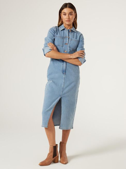 Paige Denim Dress, Blue, hi-res